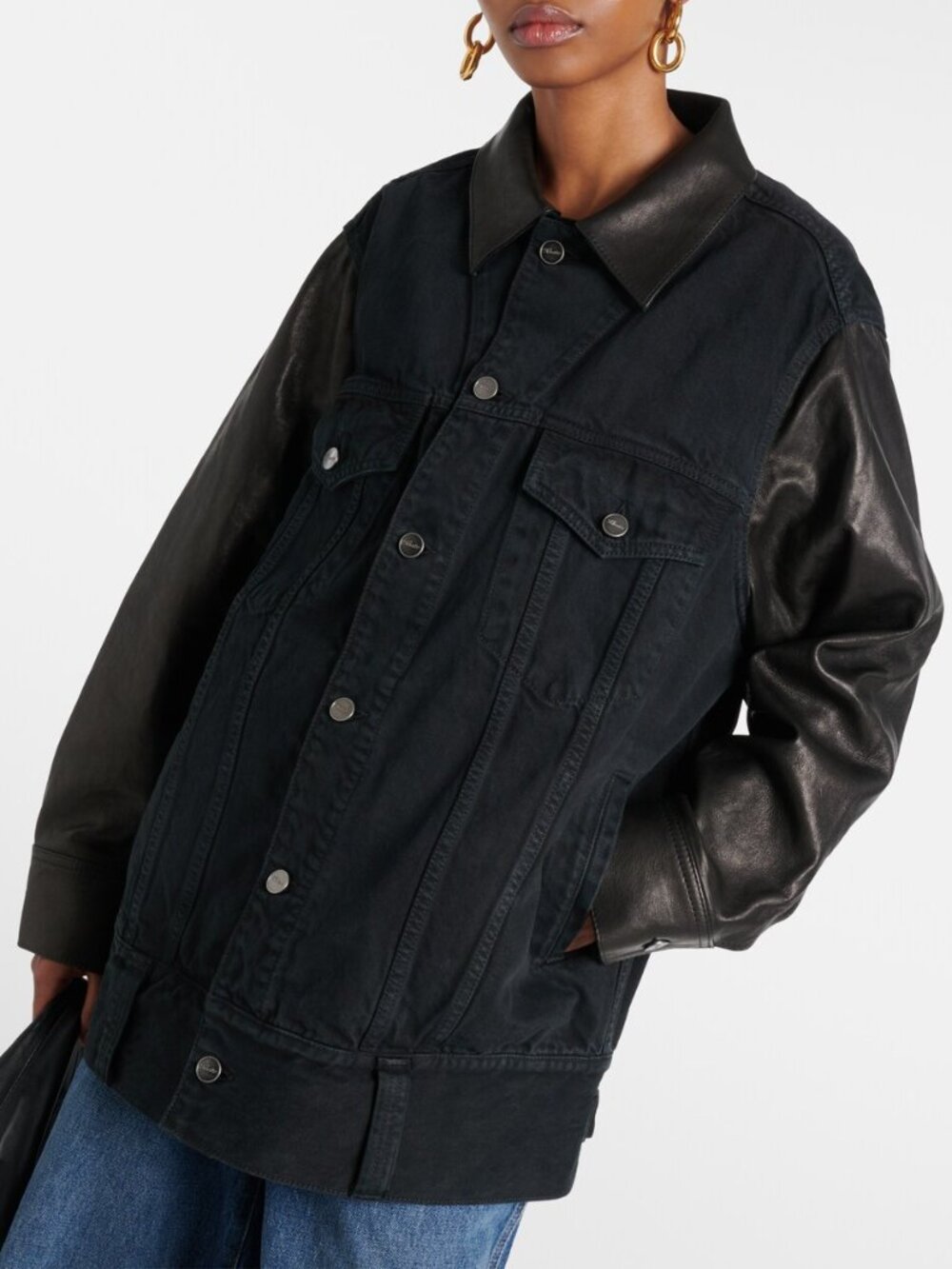 KHAITE Grizzo Prescott Denim & Lambskin Leather Jacket NWT - Picture 7 of 10